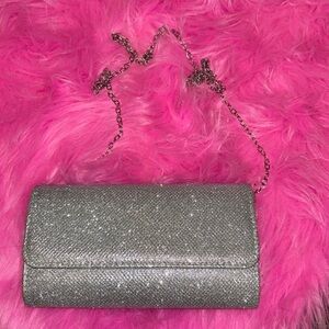 Silver Glitter Clutch Purse